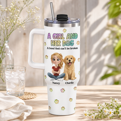 Custom Dog Face 40oz Tumbler – Personalized Stainless Steel Cup for Dog Mom and Dog Dad THUC99