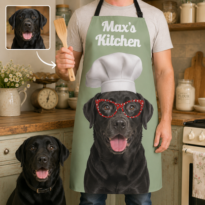 Custom Pet Photo Apron Personalized Dog Lover BBQ Apron, Unique Kitchen Apron Gift for Dog Mom and Dad THUC99