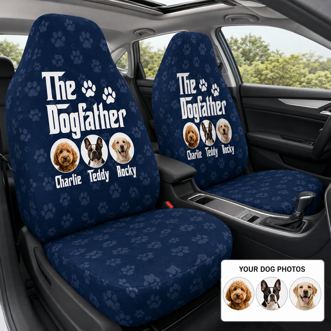 Custom Dog Photo Car Seat Protector, Personalized Dog Father Seat Cover, Dog Mom Gift THUC99