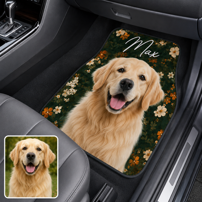 Personalized Dog Portrait Car Floor Mats, Custom Pet Auto Mat Set THUC99