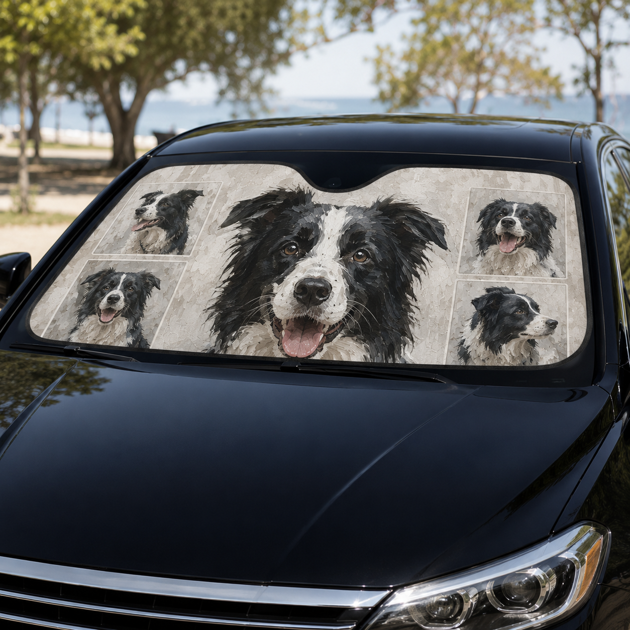 Custom Dog Auto Car Sun Shade, Personalized Pet Windshield Sunshade, Custom Photo Dog Car Accessories Gift THUC99