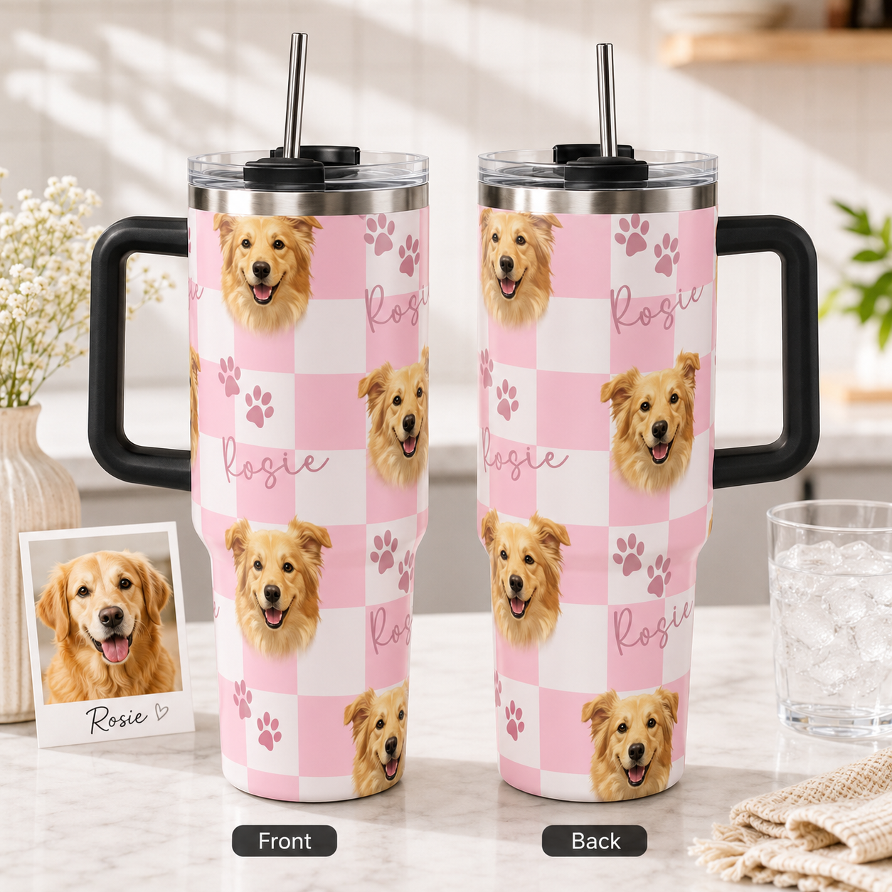 Custom Dog Memorial Photo 40oz Tumbler – Personalized Pet Loss Gift and Keepsake Cup THUC99