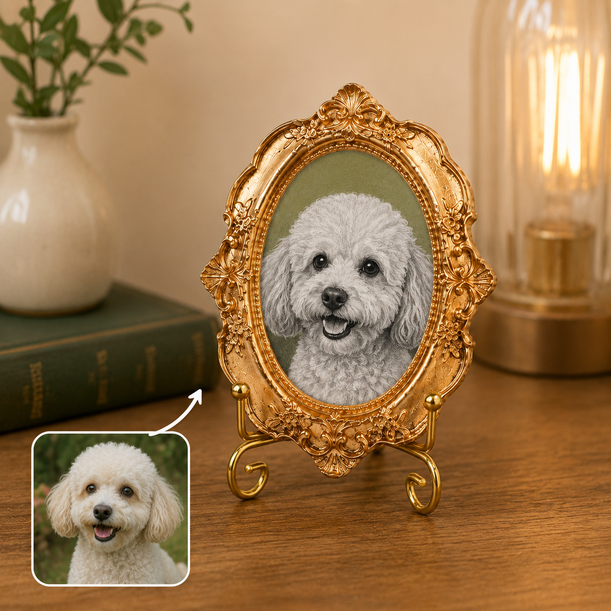 Custom Dog Photo Magnet, Personalized Pet Portrait Frame Dog Artwork Magnet THUC99
