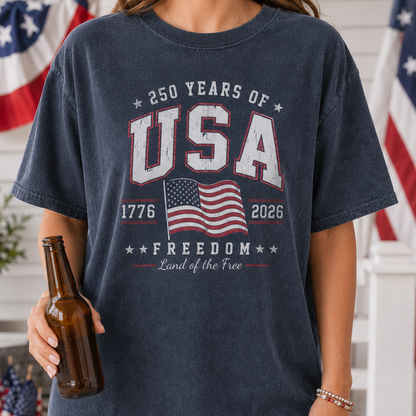250 Years of America T-Shirt, USA Semiquincentennial Gift Tee THUC99