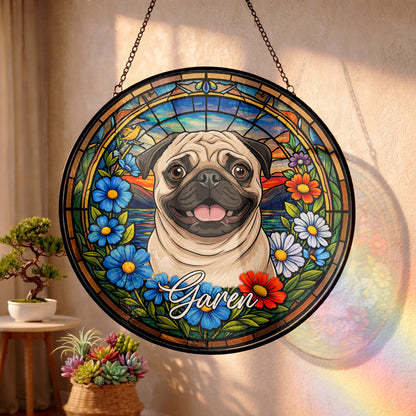 Custom Photo Cat Memorial Suncatcher – Personalized Pet Portrait Window Decor (THUC99)