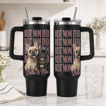Personalized Dog Dad 40oz Tumbler – Custom Pet Photo Travel Cup for Men and Pet Owners THUC99