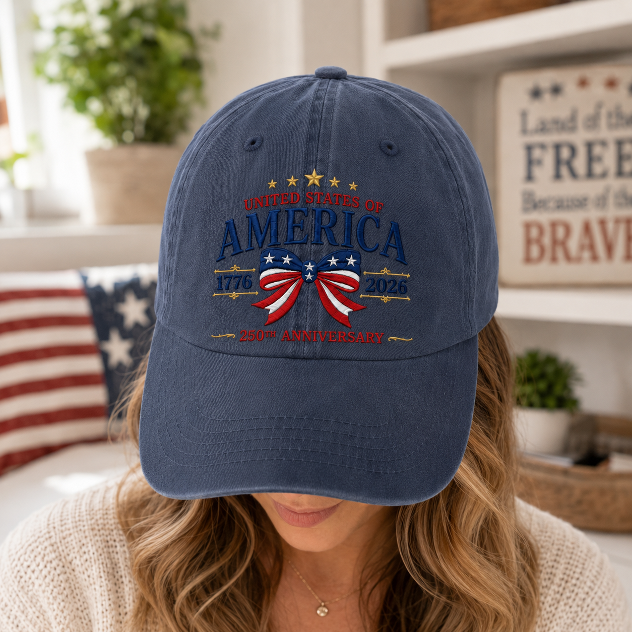 Patriotic USA 250th Anniversary Vintage Hat Embroidered American Freedom Baseball Cap THUC99