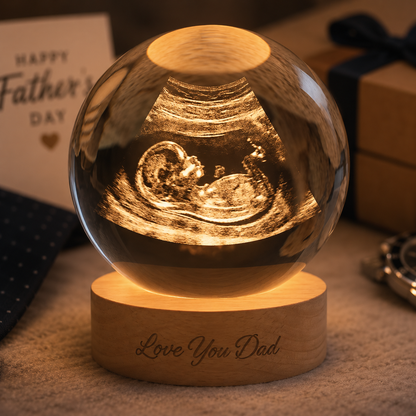Custom Photo Baby Crystal Ball Night Light For Dad, Custom First Dad Photo Lamp Gift THUC99