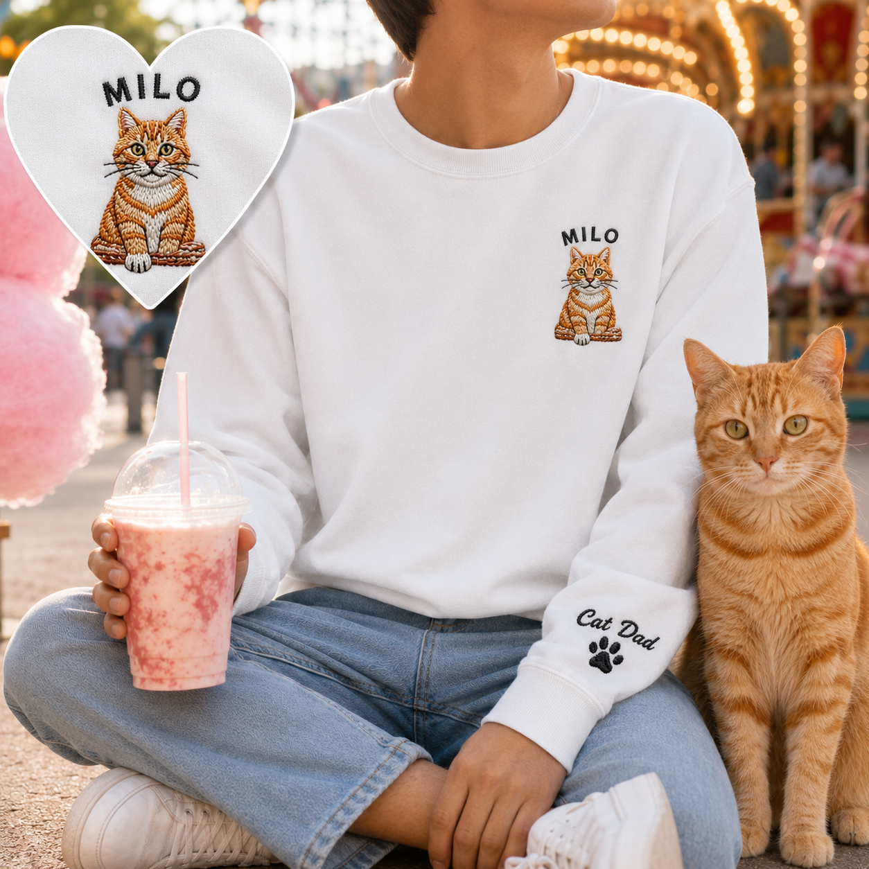 Personalized Pet Memorial Sweatshirt, Custom Dog Photo Embroidered Hoodie THUC99