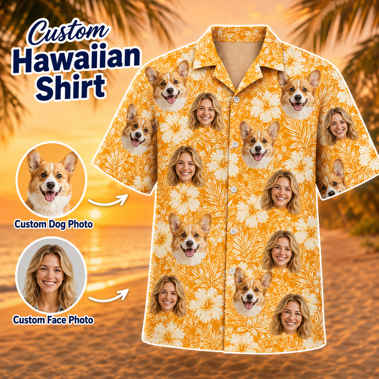 Custom Photo Hawaiian Shirt For Dog Lovers, Personalized Pet Beach Shirt, Tropical Gift For Dog Parents THUC99