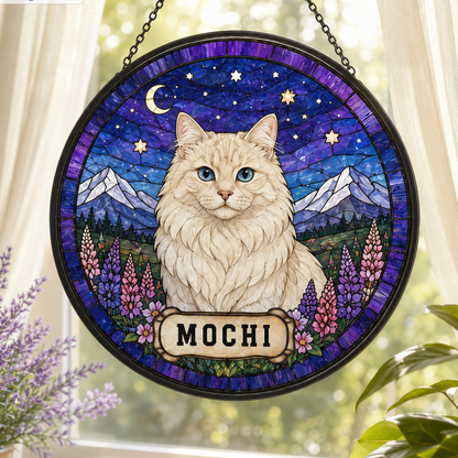 Custom Photo Cat Glass Suncatcher Ornament – Personalized Cat Portrait Decor THUC99