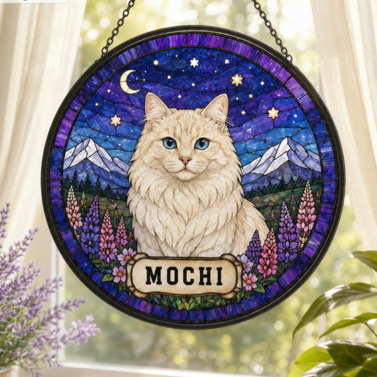 Custom Photo Cat Glass Suncatcher Ornament – Personalized Cat Portrait Decor THUC99