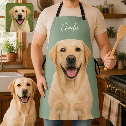 Custom Dog Face Apron Personalized Photo Apron, Funny Pet Lover Kitchen Gift for Dog Mom and Dog Dad THUC99