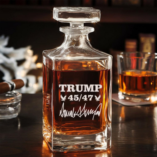 Trump 4547 Whiskey Decanter Set | Engraved Trump Presidential Whiskey Glasses