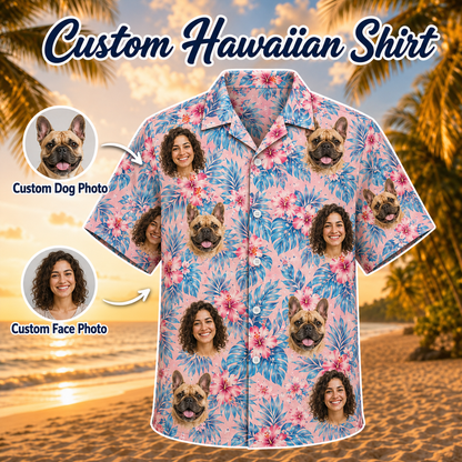 Personalized Pet Face Hawaiian Shirt, Custom Dog Lover Aloha Shirt, Summer Vacation Gift THUC99