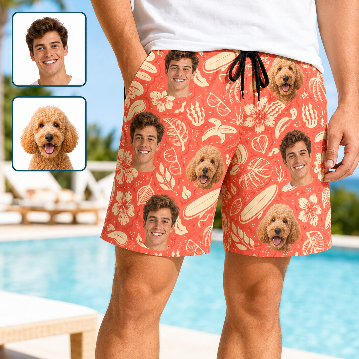 Custom Photo Dog Casual Shorts Personalized Pet Picture Beach Trunks Gift THUC99