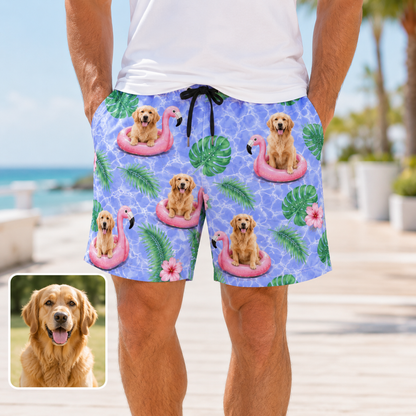 Custom Pet Portrait Beach Shorts Personalized Dog Lover Swim Trunks Gift THUC99