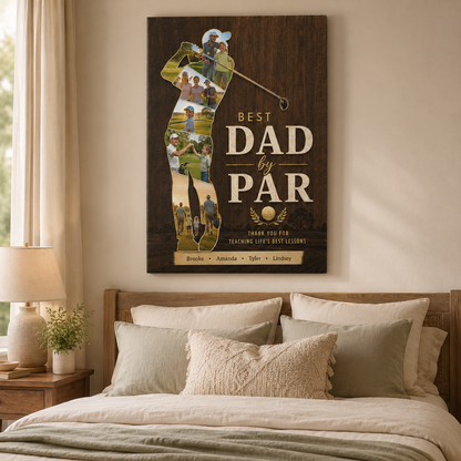 Custom Photo Best Dad By Par Canvas Wall Art - Custom Gift For Dad TOM99