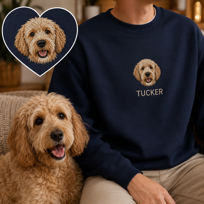 Personalized Dog Portrait Sweatshirt, Custom Pet Photo Embroidered Hoodie THUC99