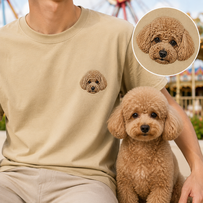 Custom Dog Face Embroidered Tee, Personalized Pet Lover Shirt, Dog Mom Dad Gift THUC99