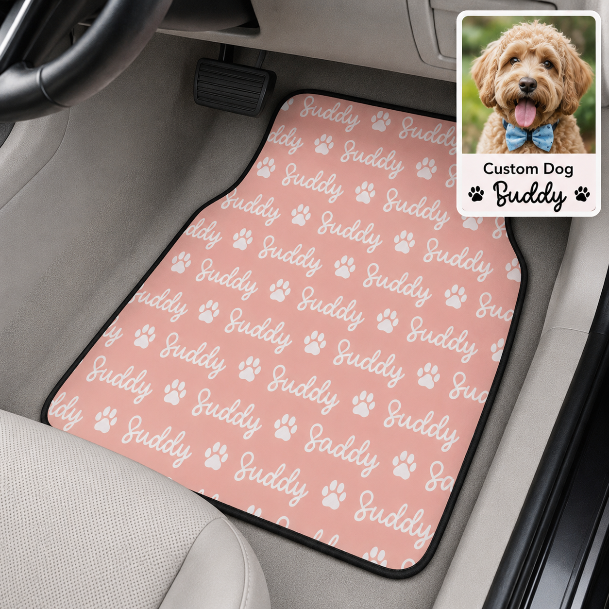 Personalized Dog Car Floor Mats 4-Piece Set, Custom Pet Photo Auto Mat, Dog Lover Gift THUC99