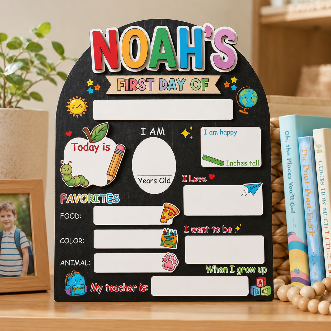 Personalized Back to School Photo Prop, Custom Acrylic Wood School Sign THUC99