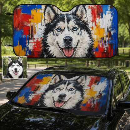 Custom Dog Car Windshield Sunshade, Dog Dad Car Interior Gift THUC99