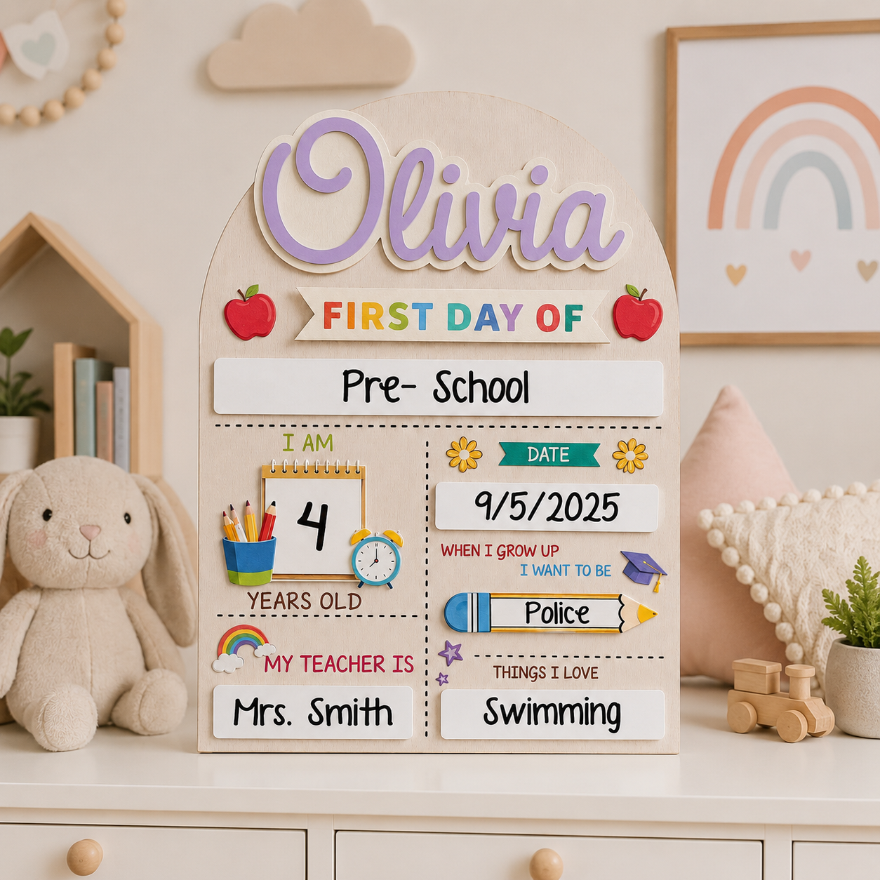 Custom Name Last Day of School Sign, Personalized School Milestone Board THUC99