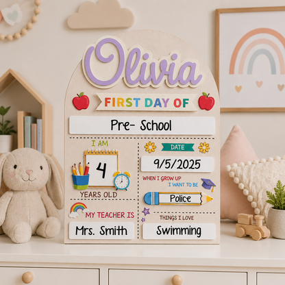 Custom Name Last Day of School Sign, Personalized School Milestone Board THUC99