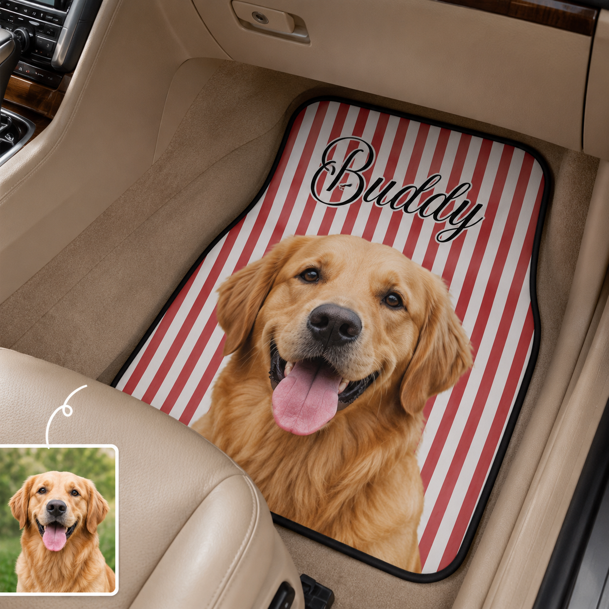 Custom Photo Pet Car Mats 4-Piece Set, Dog Lover Car Interior Accessories THUC99