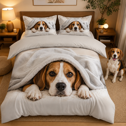 Custom Dog Portrait Bedding Set, Personalized Pet Photo Sheet And Pillowcase Set THUC99