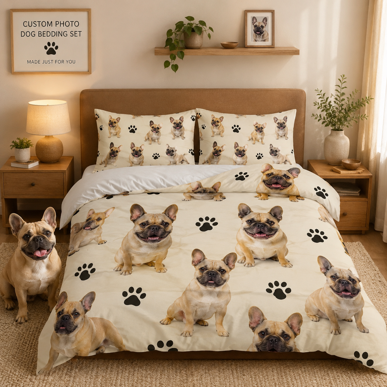 Custom Photo Dog Bedding Set, Personalized Pet Bed Sheet Set Gift For Dog Lover THUC99