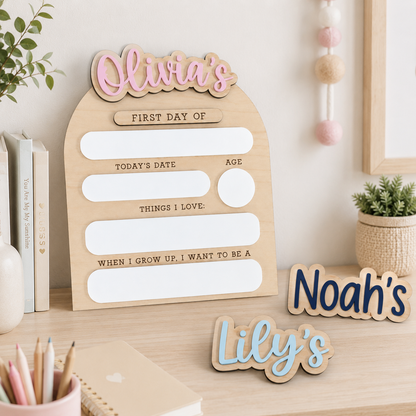 Personalized First and Last Day of School Sign, Custom Acrylic Wood School Board THUC99