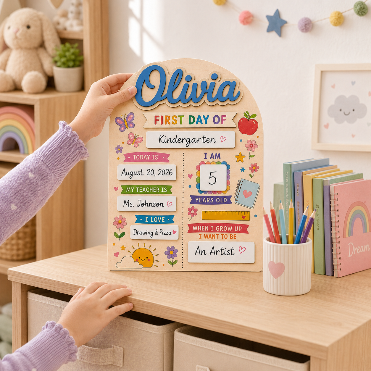 Custom Name Last Day of School Sign, Personalized School Milestone Board THUC99