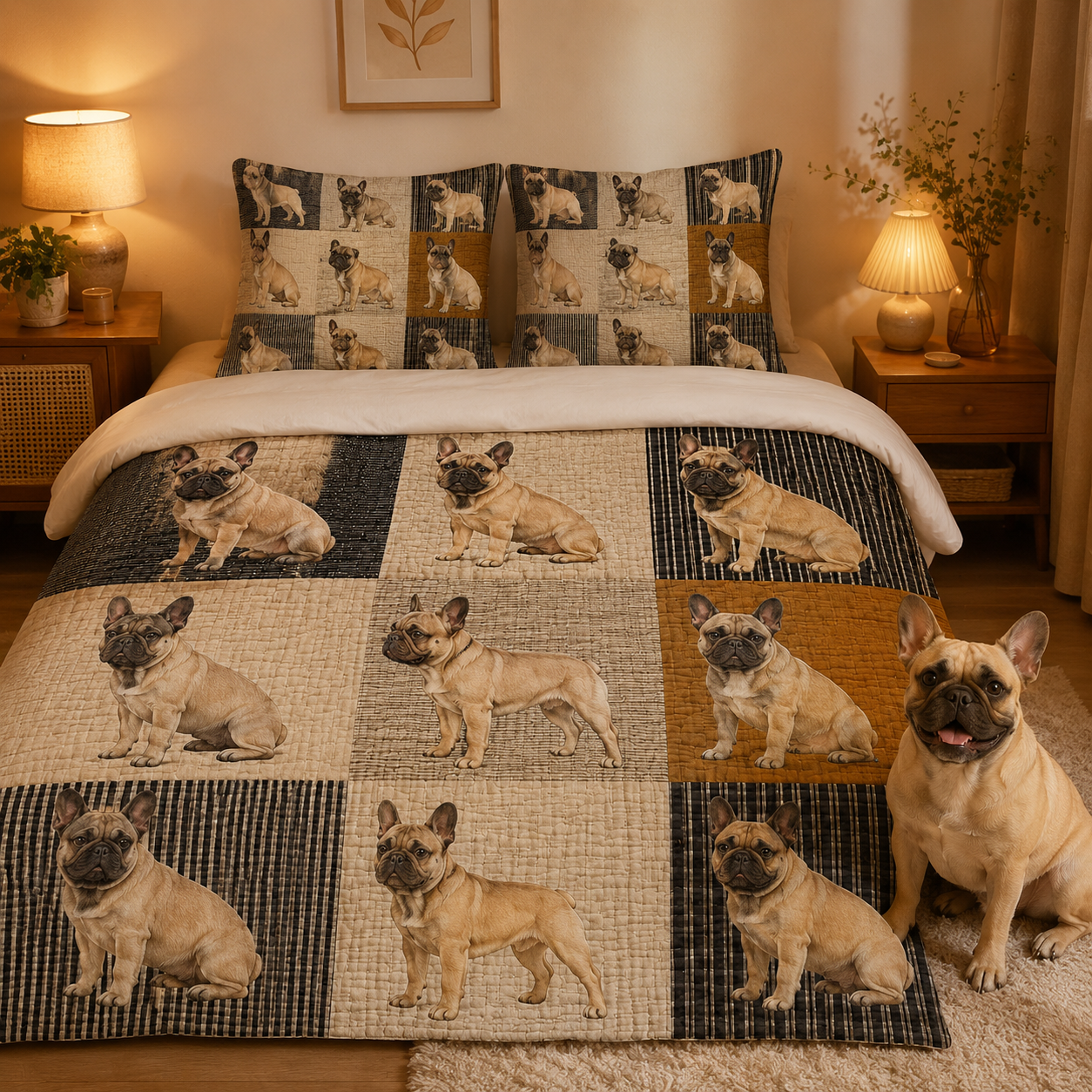 Custom Dog Face Bedding Set, Personalized Pet Portrait Bedroom Decor Gift THUC99