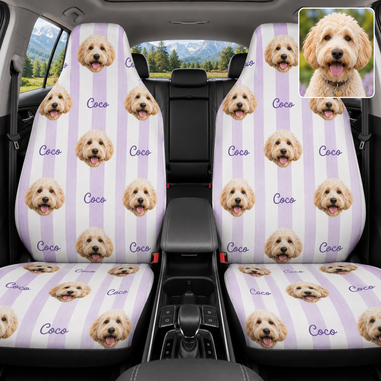 Custom Dog Photo Seat Cover, Personalized Car Seat Protector, Pet Lover Car Decor Gift THUC99