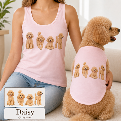 Custom Pet Photo Tank Top Set, Matching Owner and Dog Gift Outfit Gift For Women THUC99