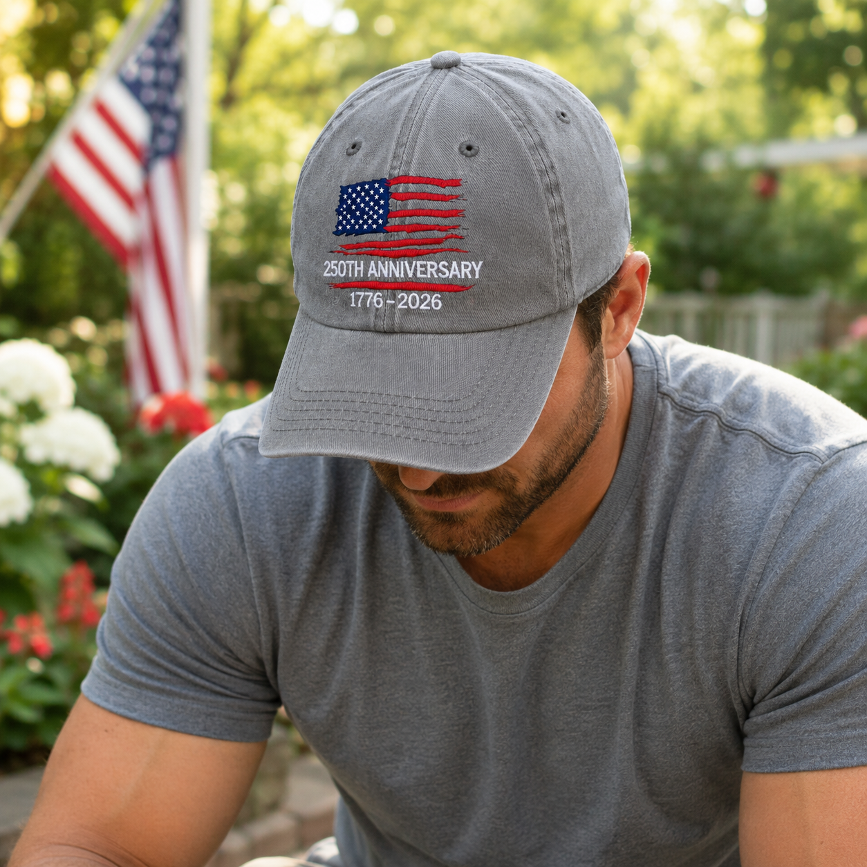 USA Semiquincentennial 1776–2026 Embroidered Vintage Hat Patriotic Celebration Cap THUC99