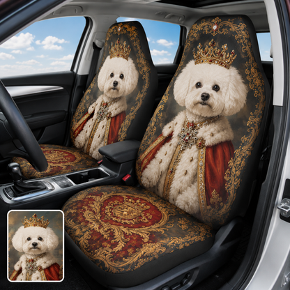 Custom Dog Royal Car Seat Cover, Personalized Pet Photo Seat Protector, Gift For Dog Mom Dad THUC99