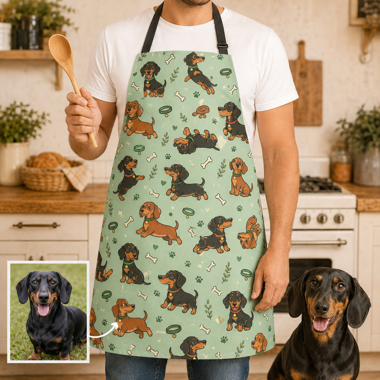 Custom Dog Photo Cooking Apron Personalized Pet Face Apron, Gift for Dog Mom, Dog Dad and Animal Lovers THUC99