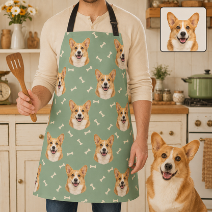 Custom Pet Photo Apron Personalized Dog Kitchen Apron, Unique Gift for Dog Lovers, Bakers and Home Cooks THUC99