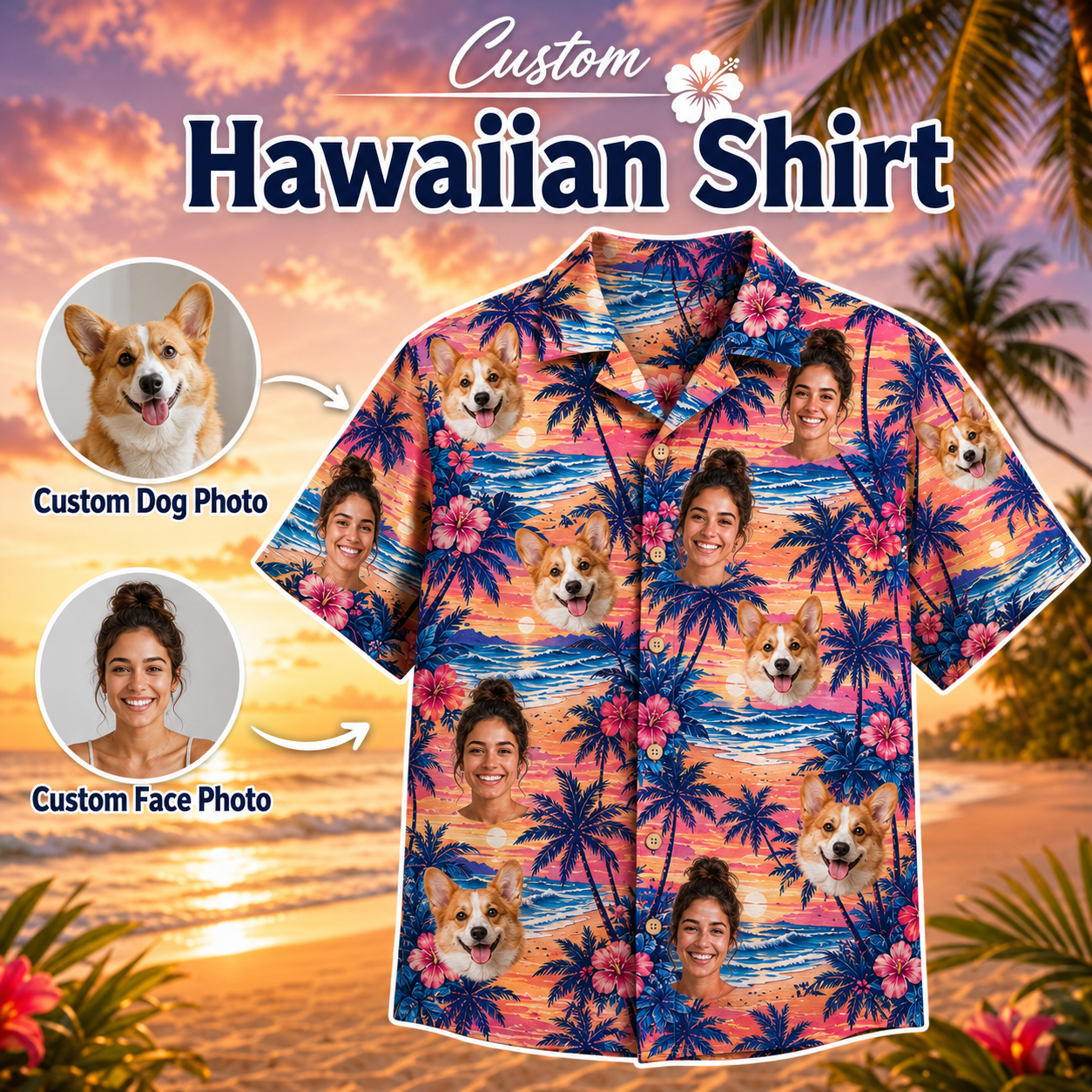 Personalized Photo Dog Hawaiian Shirt, Custom Pet Lover Summer Shirt, Beach Vacation Gift THUC99