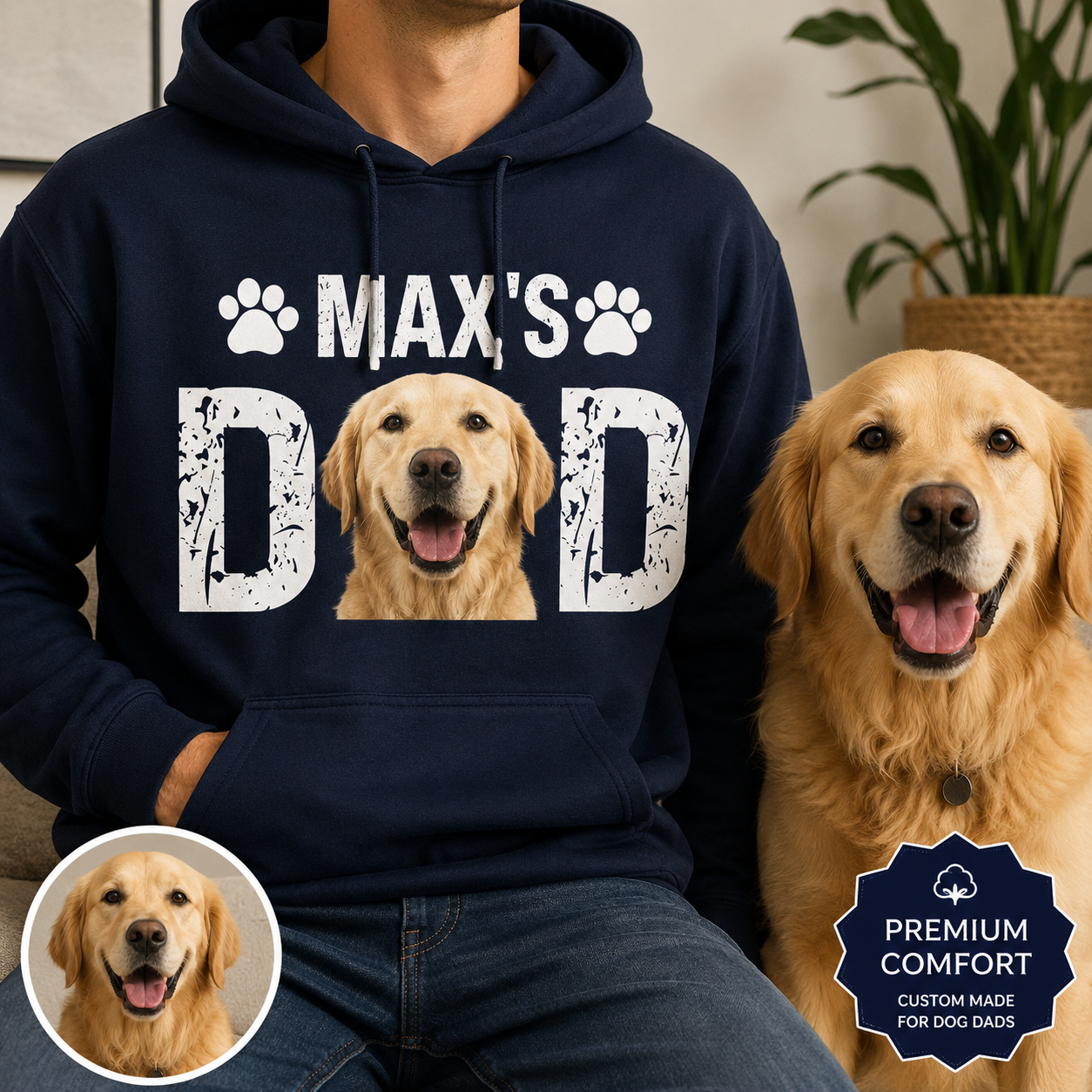 Personalized Dog Lover Hoodie Custom Pet Portrait Sweatshirt with Your Dog’s Photo THUC99