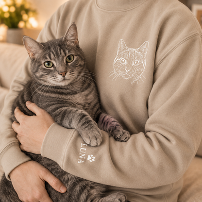 Custom Pet Portrait Sweatshirt, Dog Photo Embroidered Hoodie Gift THUC99