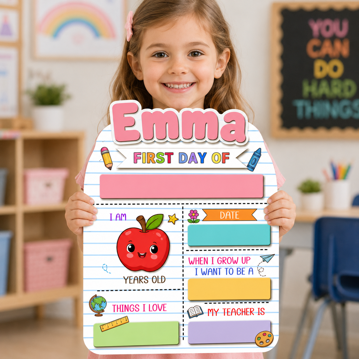 Personalized First Day of School Photo Sign, Custom Kids Board Gift For Kids THUC99