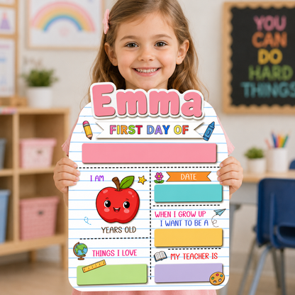 Personalized First Day of School Photo Sign, Custom Kids Board Gift For Kids THUC99