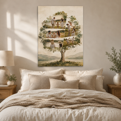 Custom Photo Tree Family Canvas Wall Art - Custom Gift For Dad TOM99