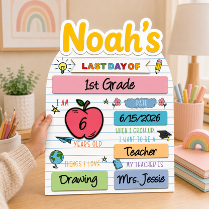 Personalized Kids School Board, Custom First Day of School Sign THUC99
