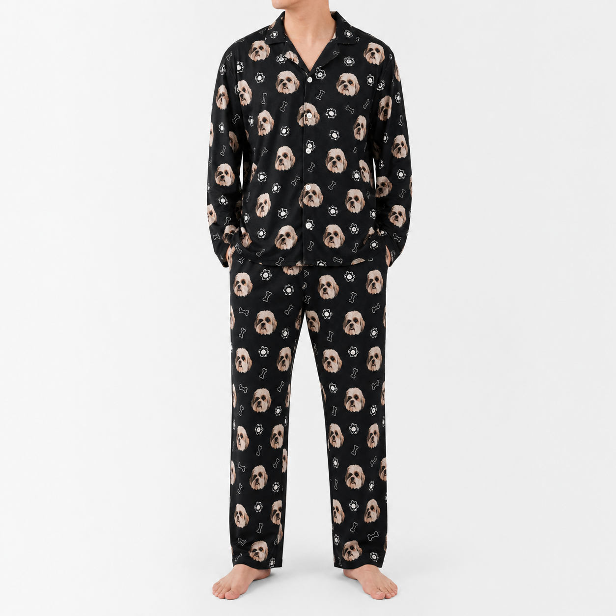 Custom Pet Portrait Pajama Set for Men and Women, Personalized Dog Lover Sleepwear Gift THUC99