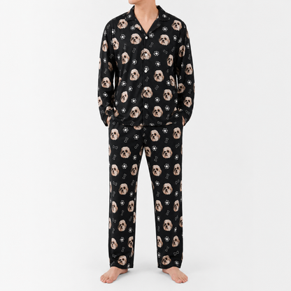 Custom Pet Portrait Pajama Set for Men and Women, Personalized Dog Lover Sleepwear Gift THUC99